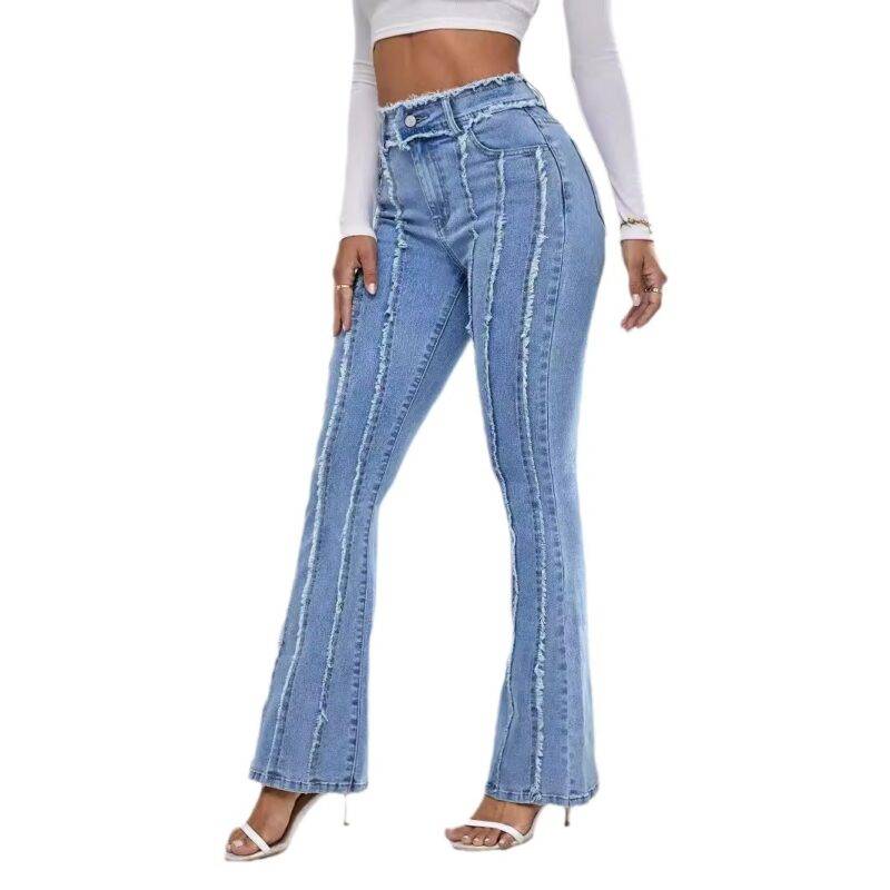 New Slightly Flared Wadding Edge Jeans For Women - Image 2